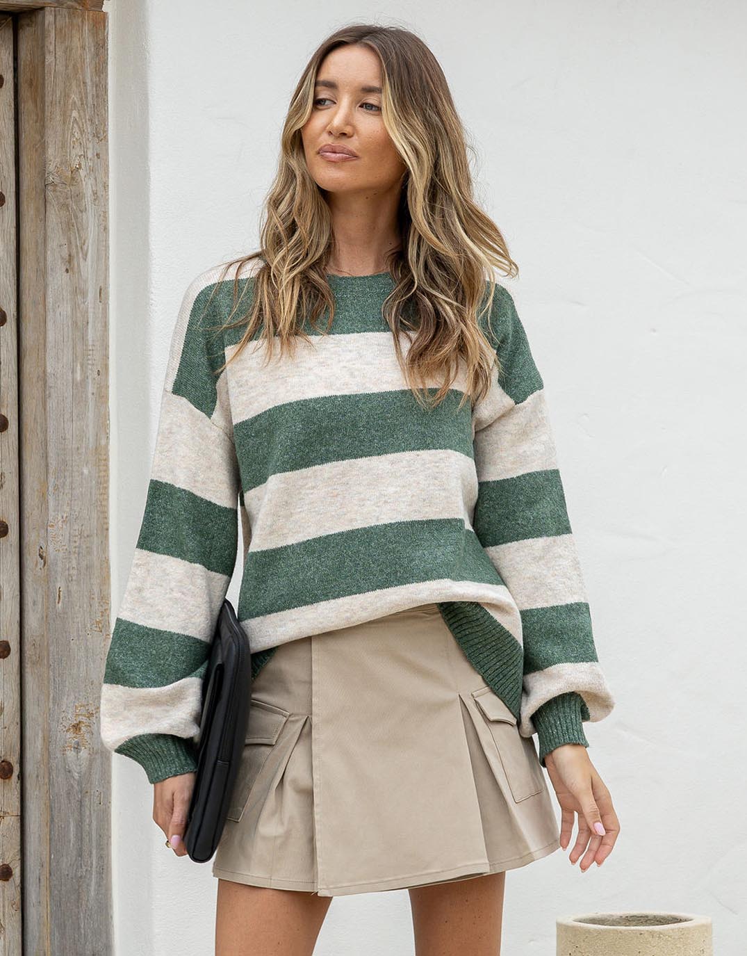 132-fashion-frankie-knit-green-latte-stripe-womens-clothing