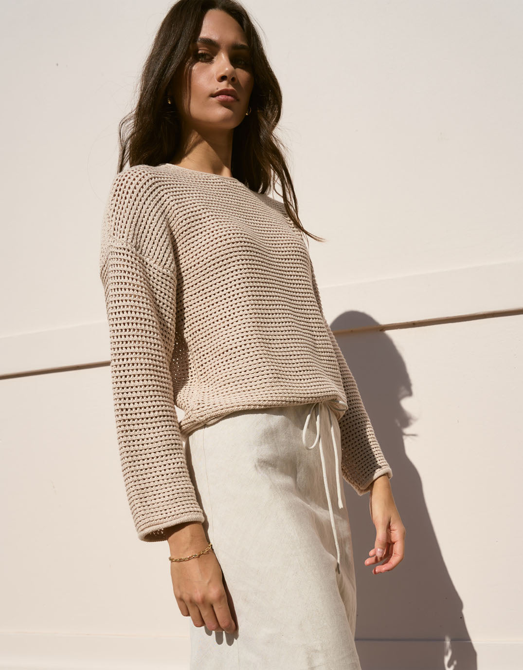 Dawn Crochet Knit Jumper - String