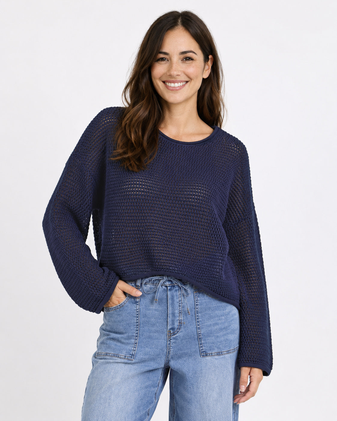 Dawn Crochet Knit Jumper - Ink