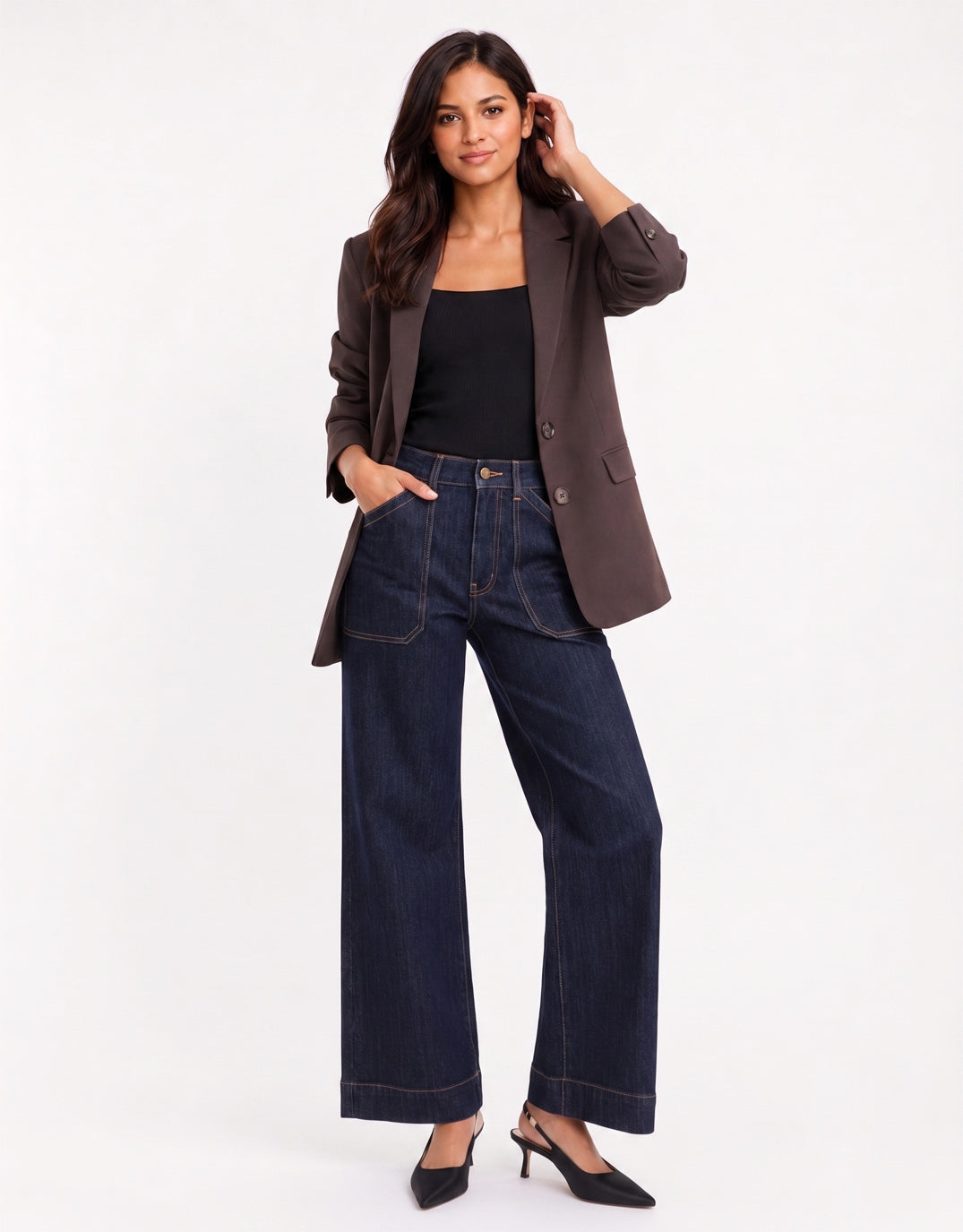 Diploma Two Button Vent Sleeve Blazer - Dark Chocolate