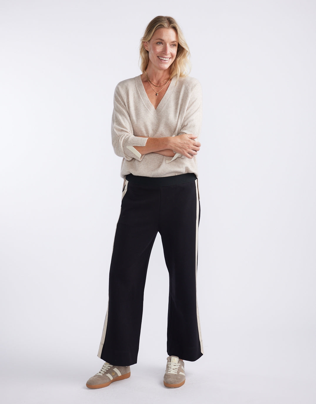 Timeless Straight Leg Ponte Pant - Black/Natural