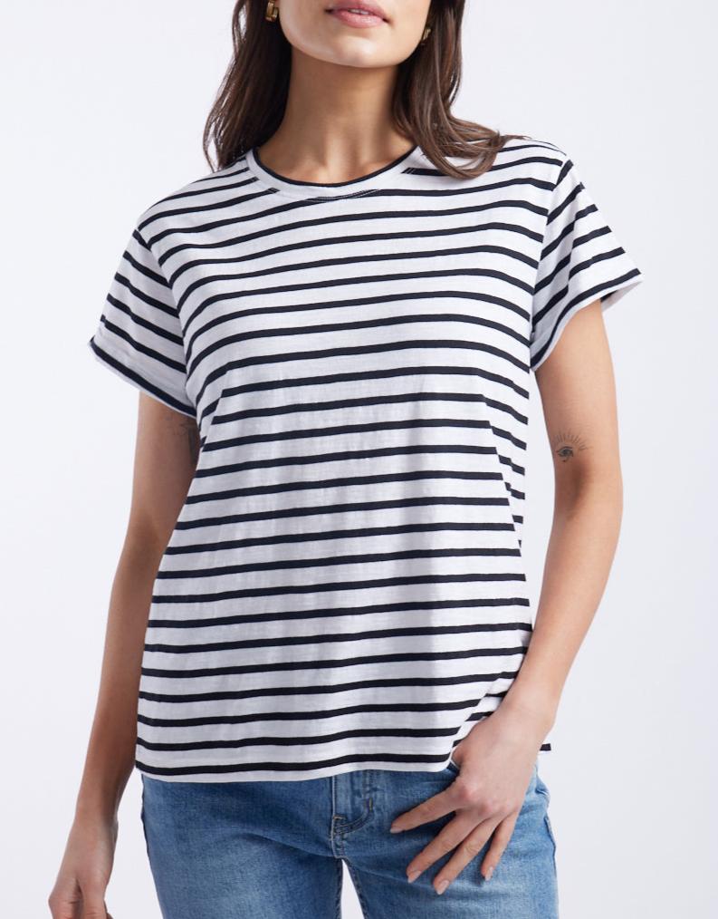 Turn Back T-Shirt - White/Black Stripe