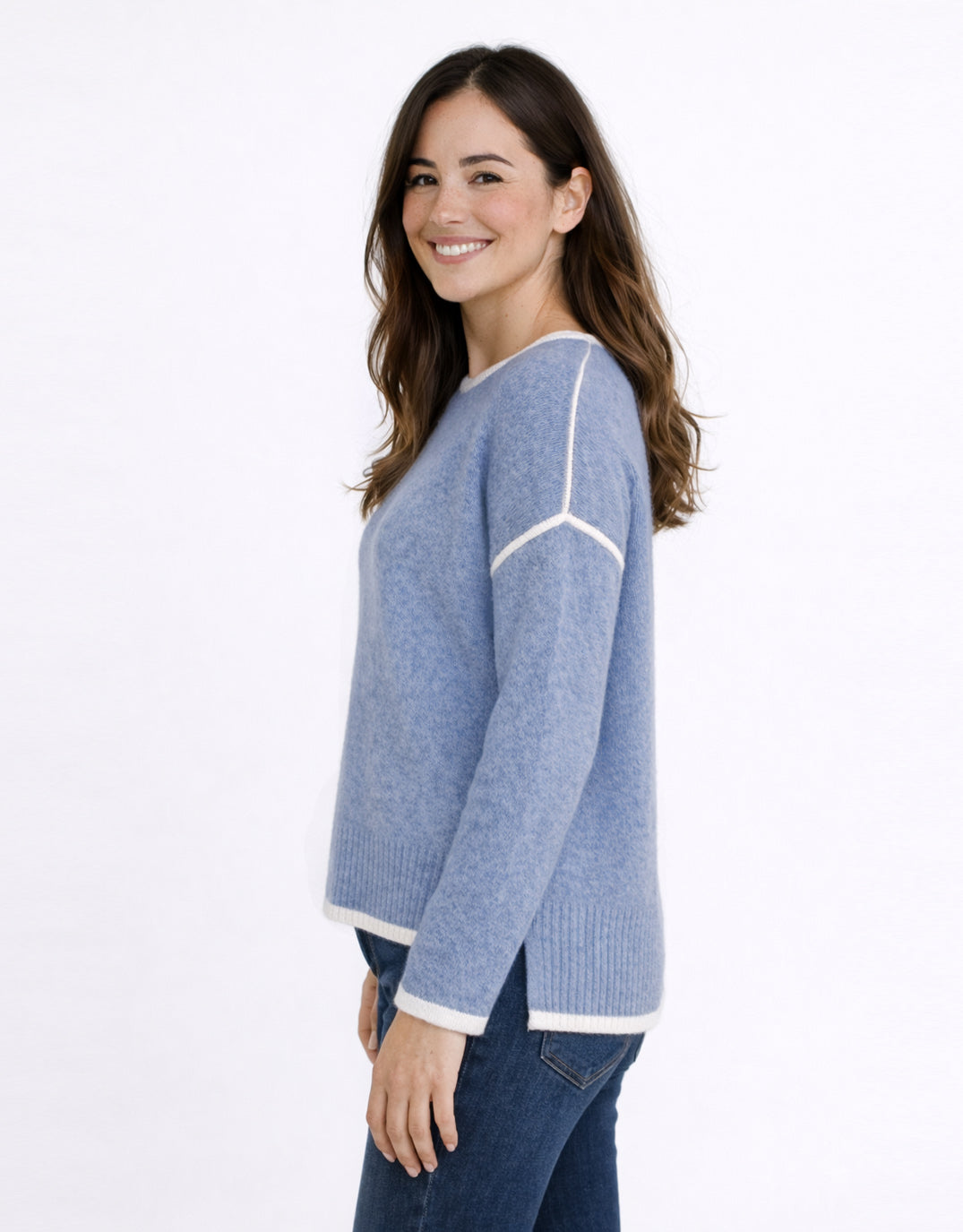 Tori Trim Knit - Blue