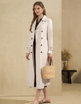 Marchesa Long Trench Coat - Beige