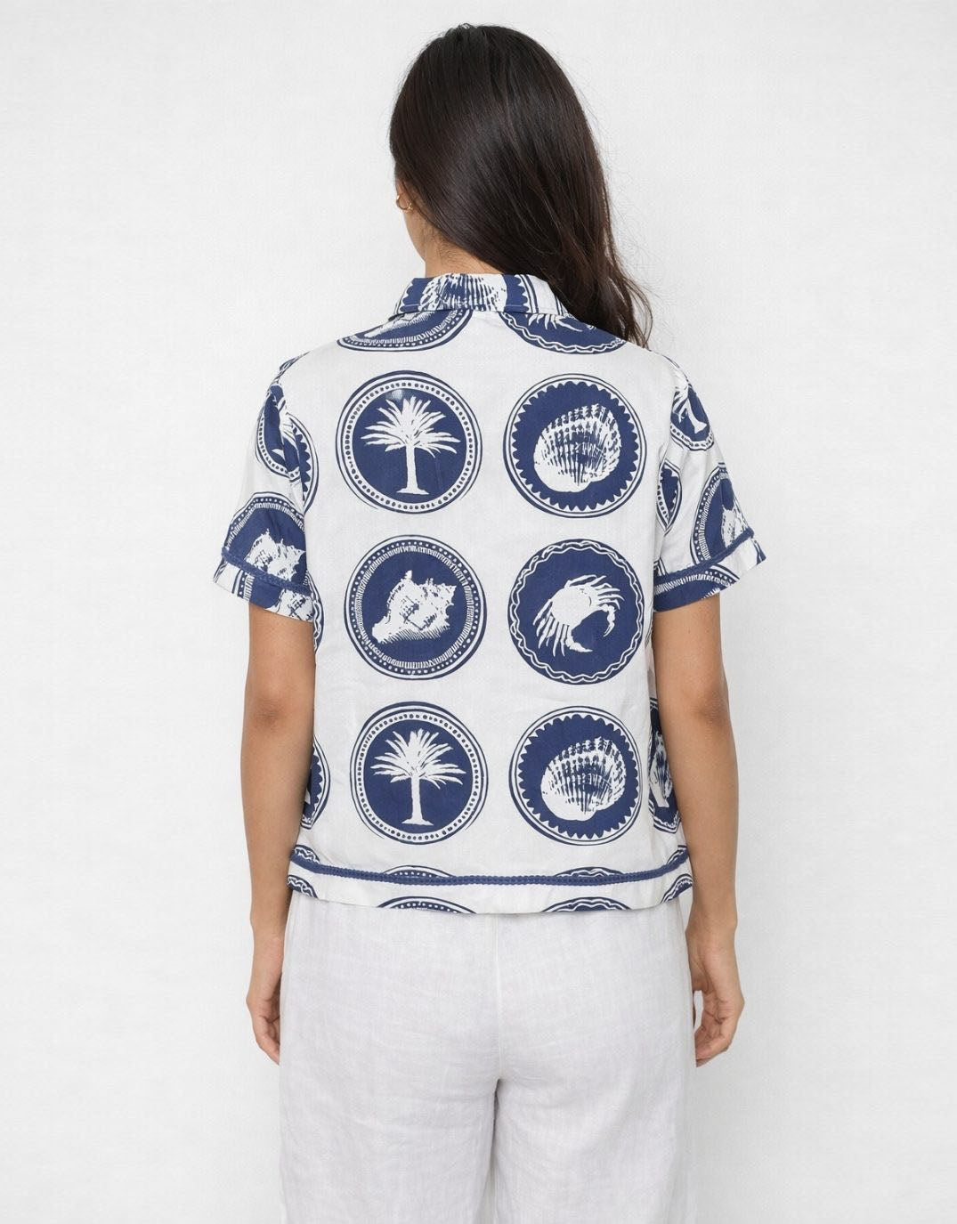 Millie Whitehaven Printed Shirt - Navy