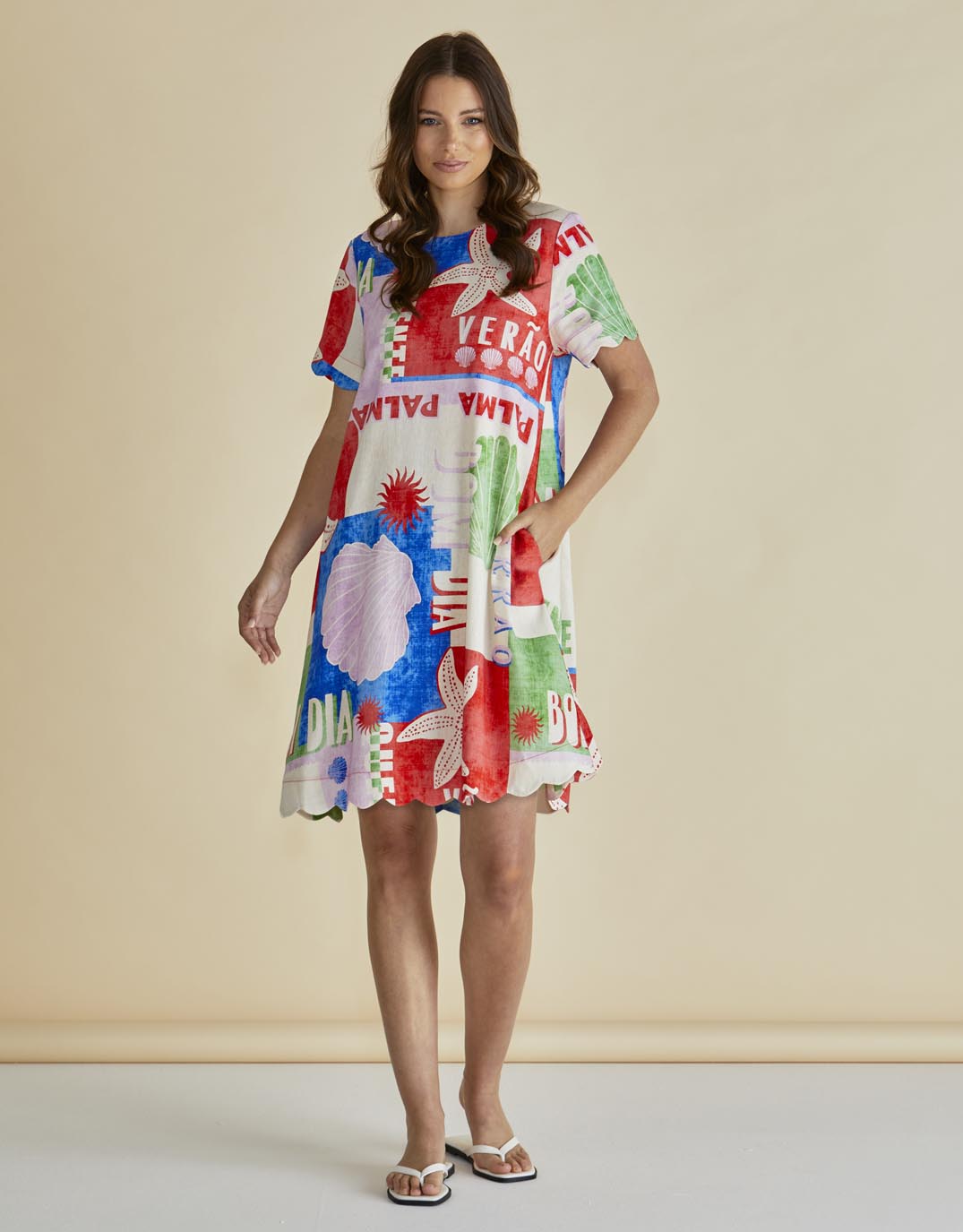Dawn Shift Dress - Seashell Print