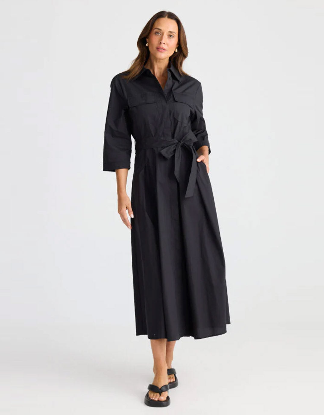 Rossellini 3/4 Sleeve Dress - Black