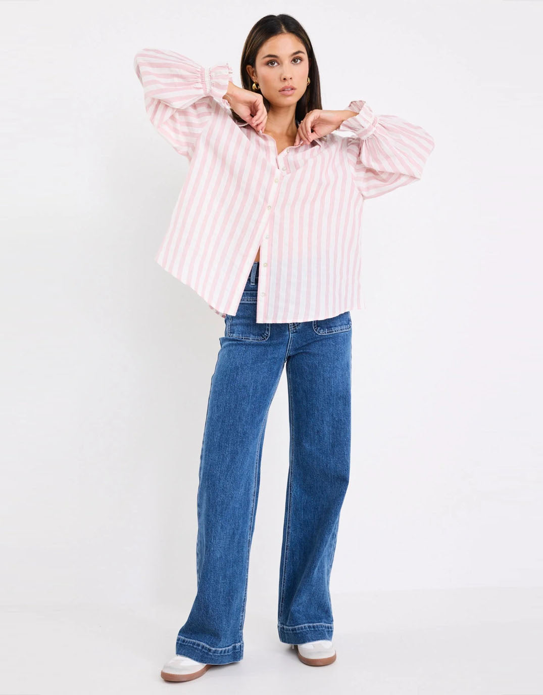 by-rosa-connection-button-front-blouse-pink-stripe-womens-clothing