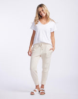 Elm - 3/4 Brunch Pants - Natural - White & Co Living Pants