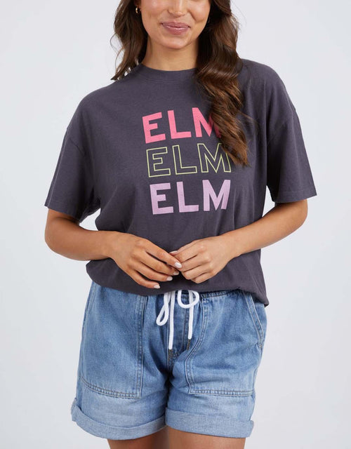 Elm - Elm Block Short Sleeve Tee - Washed Black & Pink Lemonade Print - paulaglazebrook Tees & Tanks