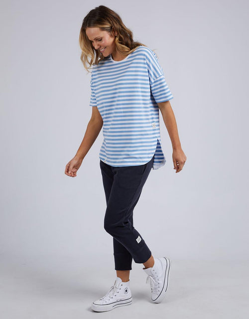 Elm - Lauren Short Sleeve Tee - Azure & White Stripe - paulaglazebrook Tees & Tanks