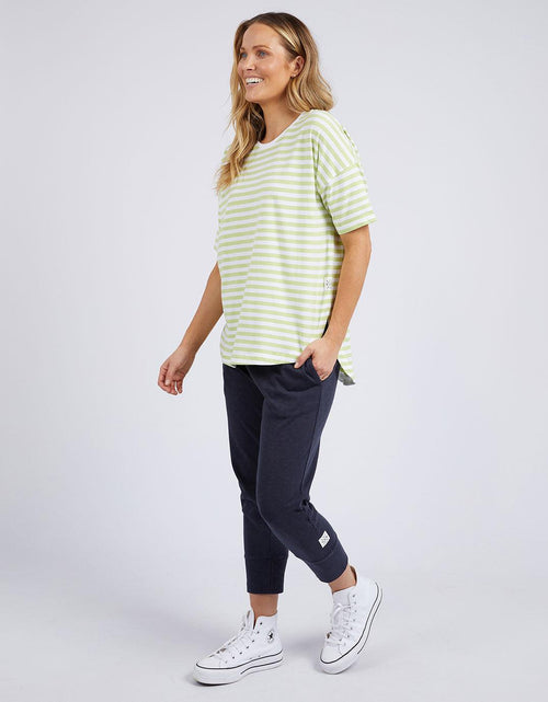 Elm - Lauren Stripe Short Sleeve Tee - Keylime & White Stripe - paulaglazebrook Tees & Tanks