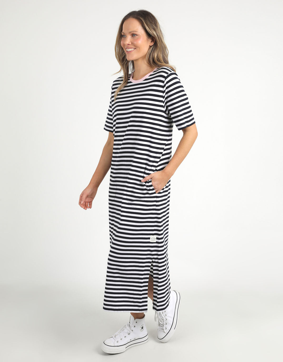 elm-merry-tee-dress-navy-white-stripe-pink-neck-band-womens-clothing