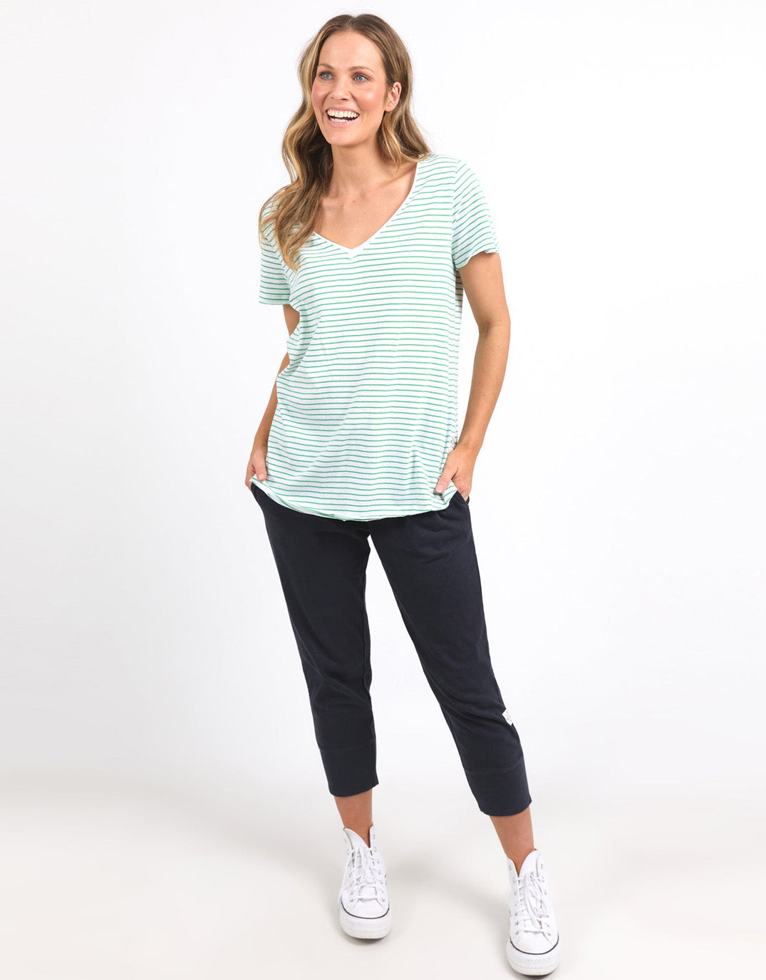 elm-remi-stripe-vee-tee-white-green-stripe-womens-clothing