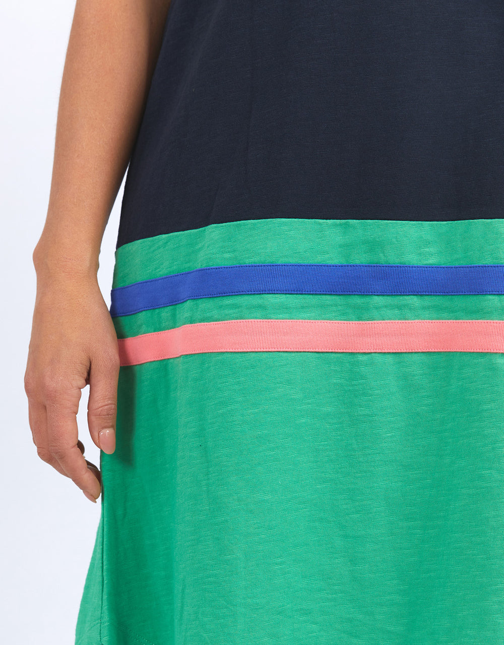 elm-rhea-tee-dress-navy-green-colour-block-womens-clothing