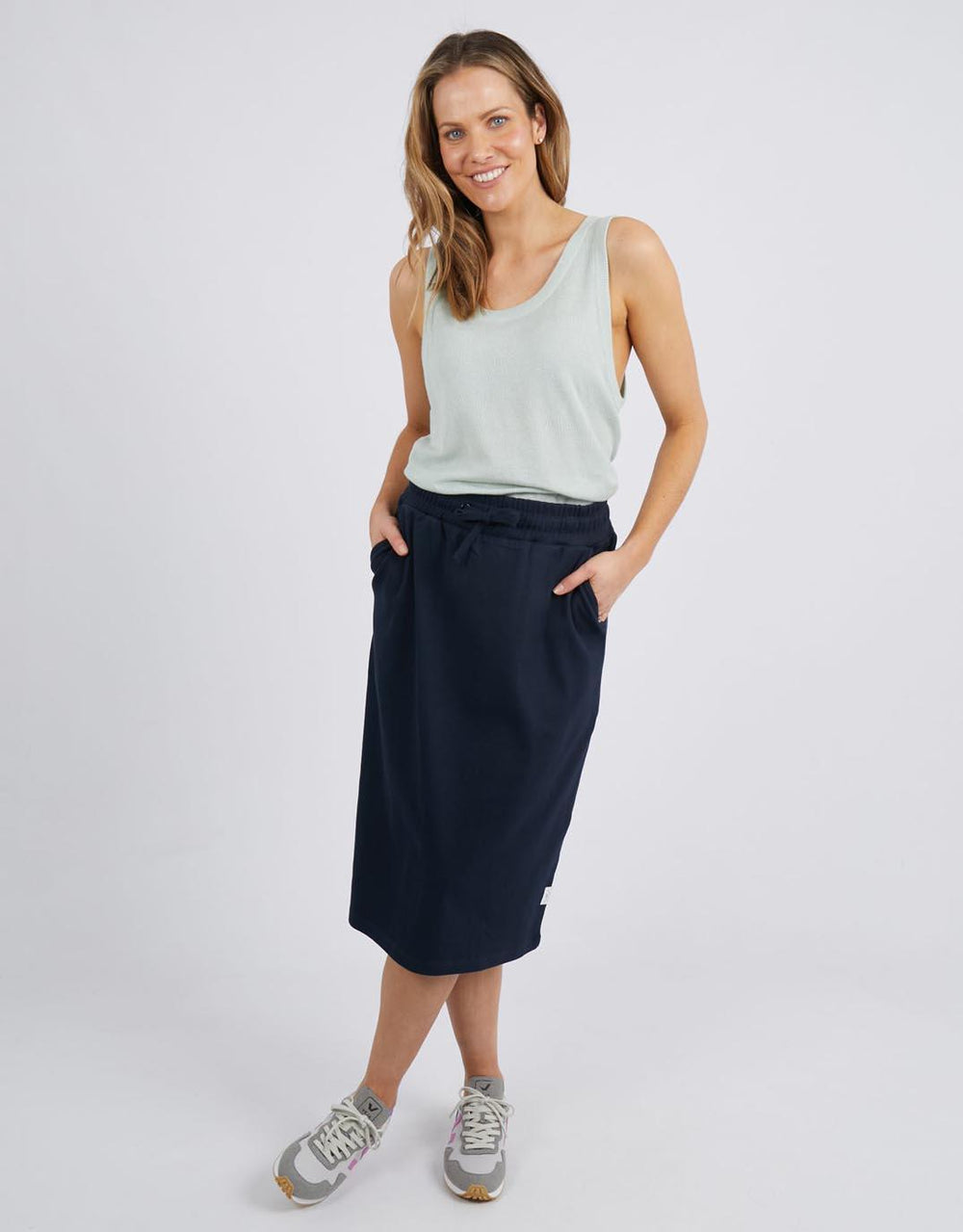 Elm - Rib Midi Skirt - Dark Sapphire - paulaglazebrook Skirts