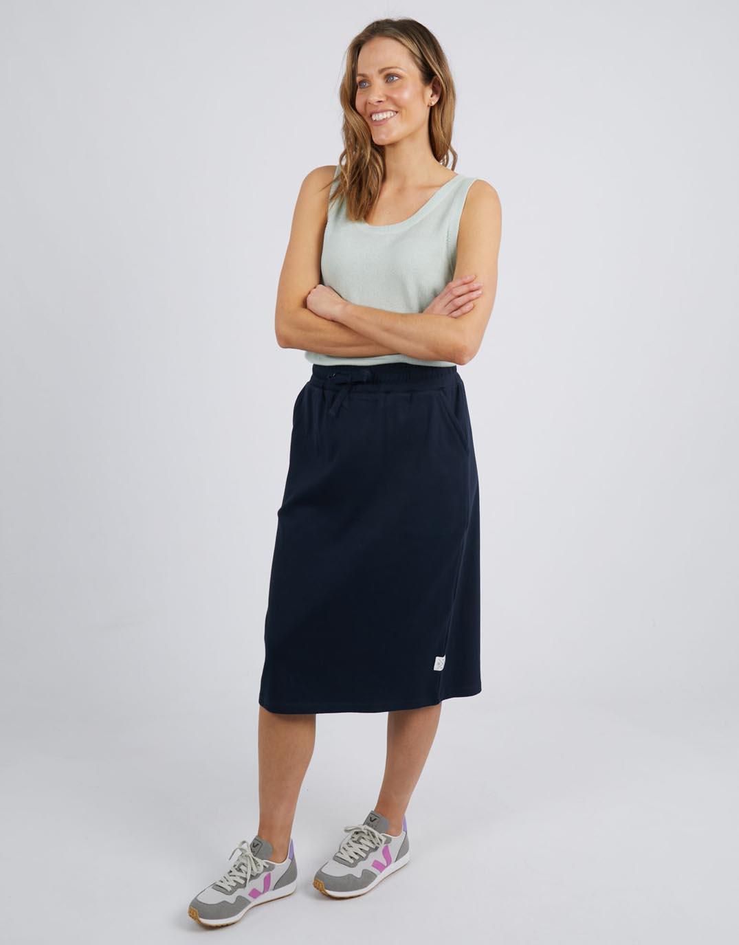 Elm - Rib Midi Skirt - Dark Sapphire - paulaglazebrook Skirts