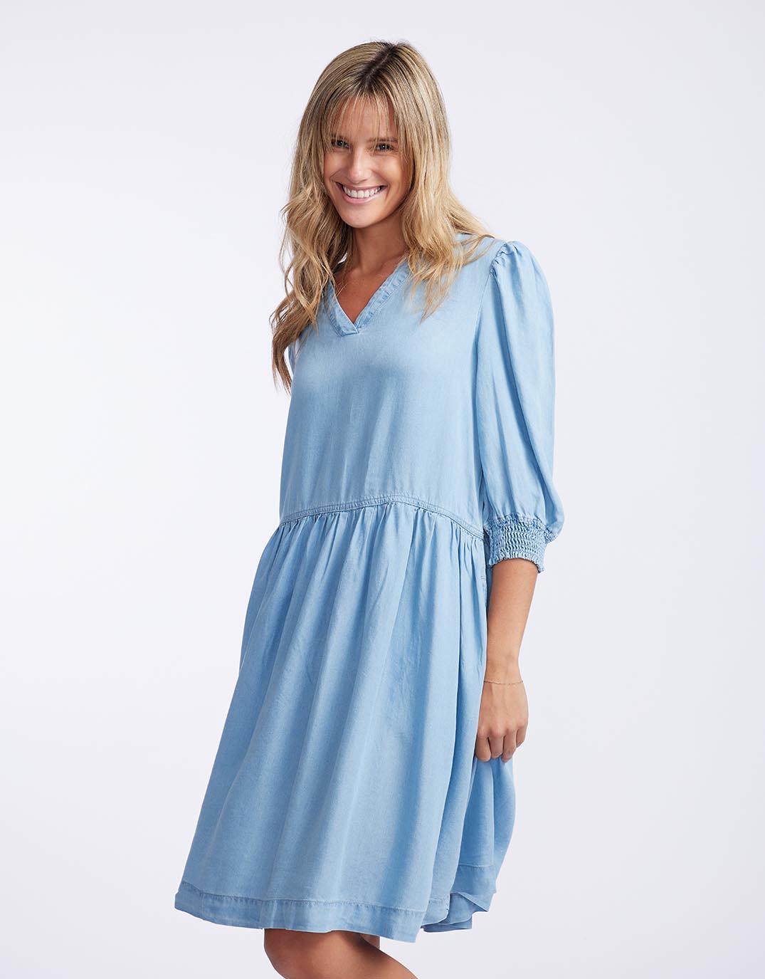 Elm - Shanee Chambray Dress - Blue - paulaglazebrook Dresses