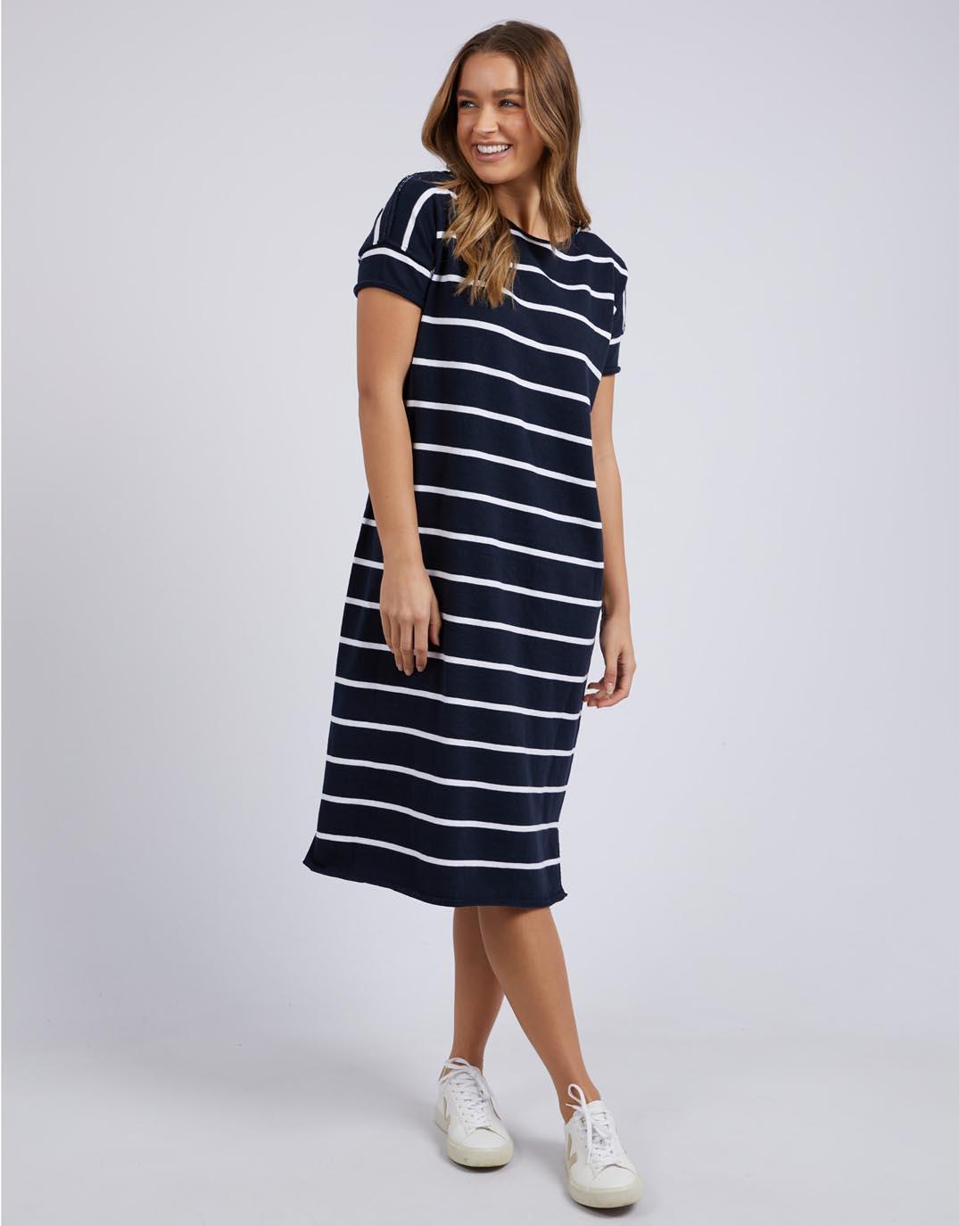 Foxwood - Margot Stripe Knit Dress - Navy & White Stripe - paulaglazebrook Dresses