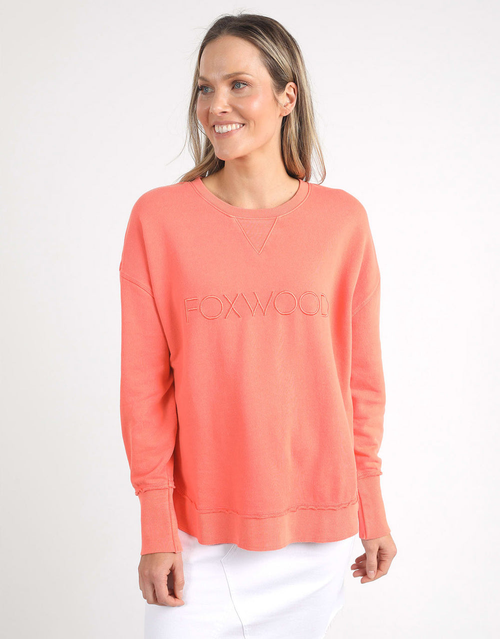 foxwood-simplified-crew-neon-peach-womens-clothing