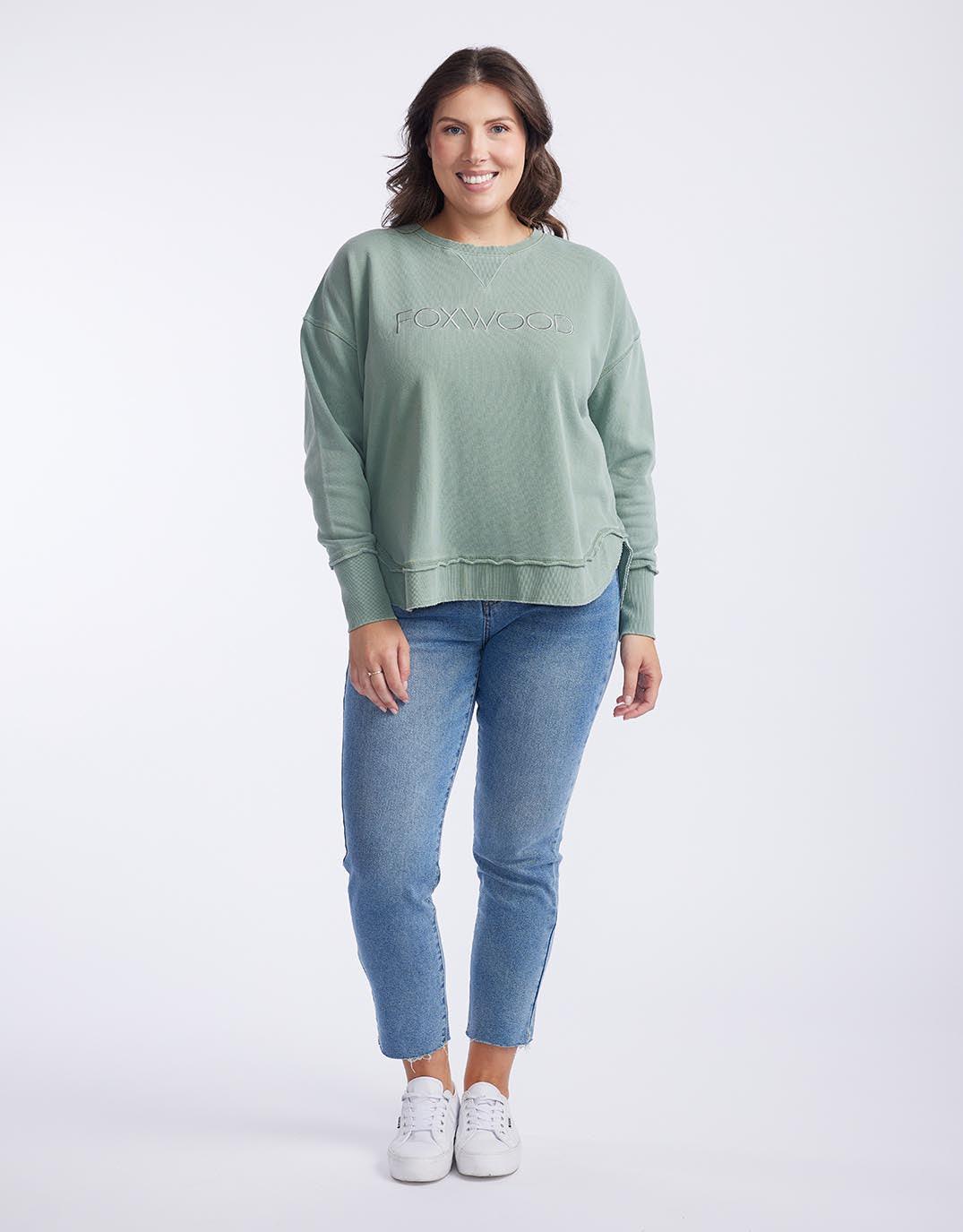 Foxwood - Simplified Crew - Sage - White & Co Living Jumpers