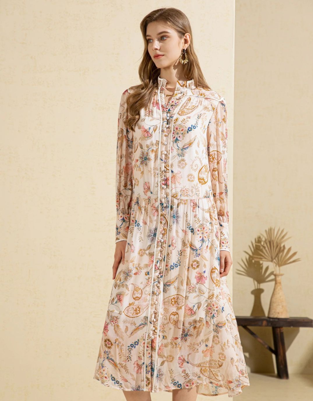 gds-alexandra-dress-beige-print-womens-clothing