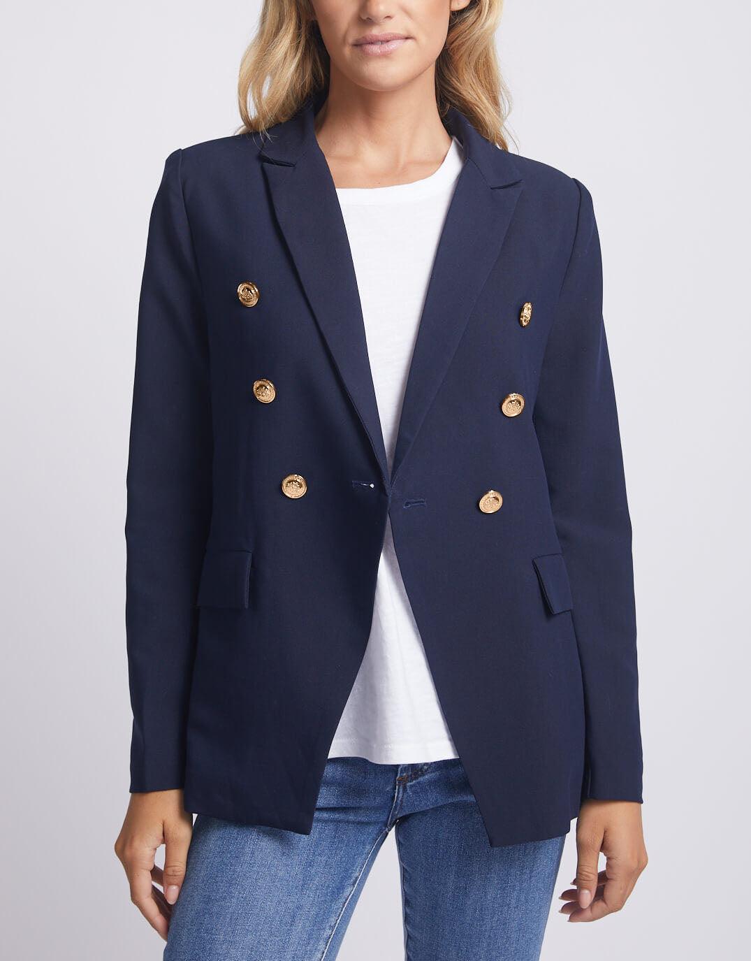 Buy PETITE Navy Double Breasted Coord Blazer 12, Blazers