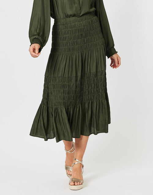 Hammock & Vine - Luxe Shirred Skirt - Cypress - paulaglazebrook Skirts