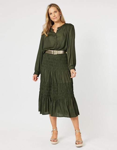 Hammock & Vine - Luxe Shirred Skirt - Cypress - paulaglazebrook Skirts