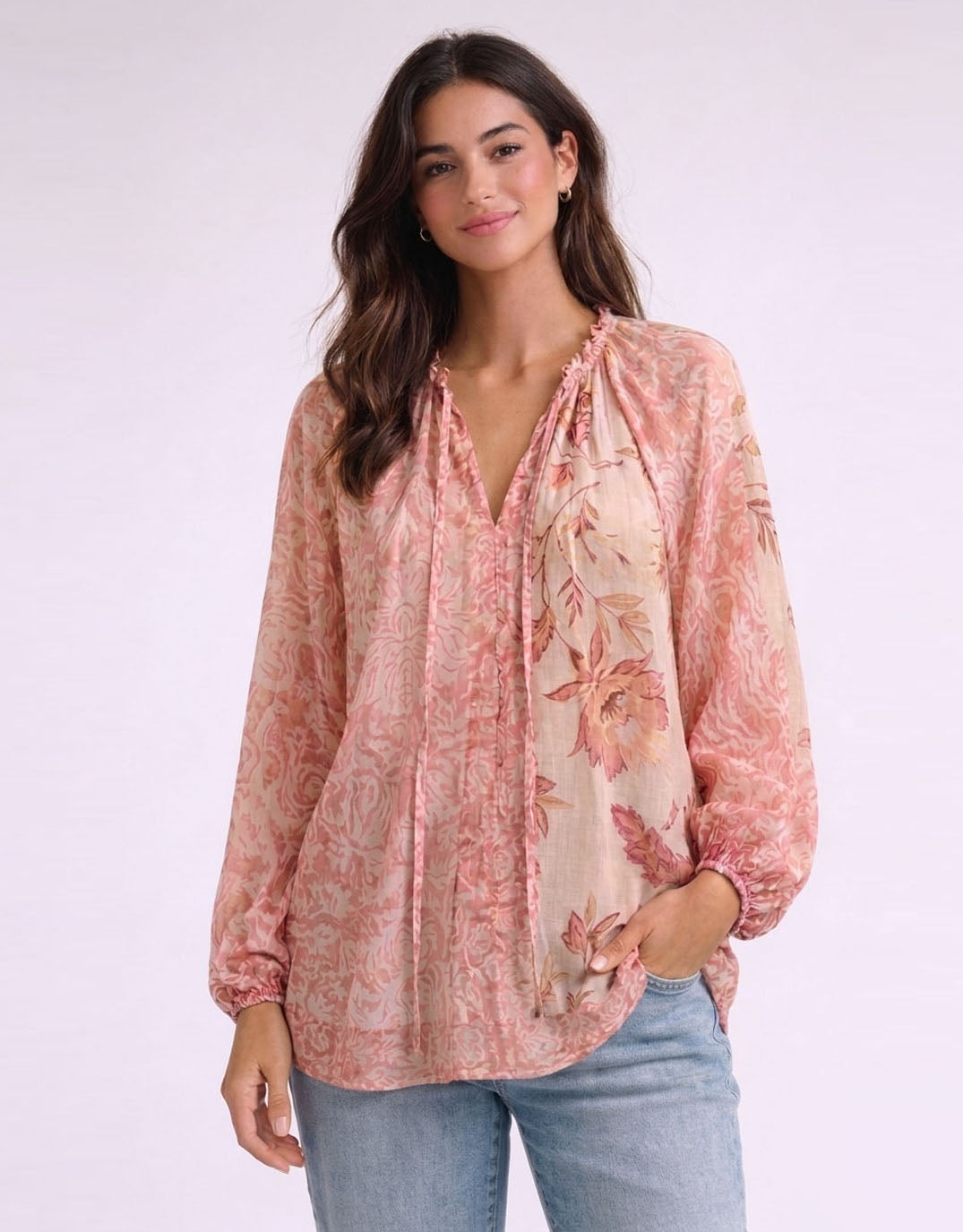 Emily Ruffle Shirt - Blush Print