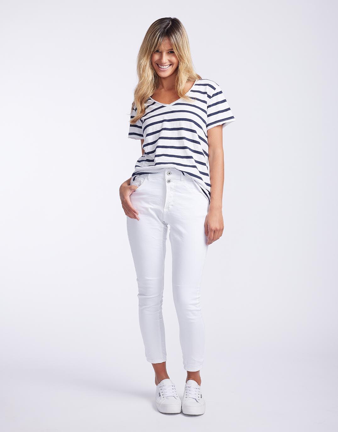 Italian Star - Emma Stretch Jean - White - White & Co Living Jeans
