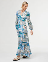 Lili Maxi Dress - Cyan Patchwork