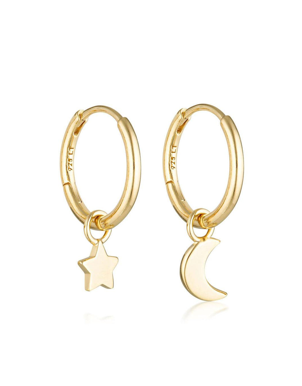 Linda Tahija Jewellery - Star & Moon Huggie Hoop Earrings - Gold Plated - paulaglazebrook Accessories