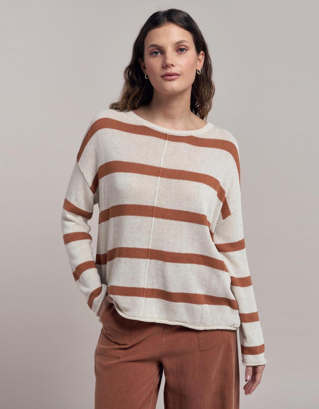 Ivy Knit Jumper - Natural/Terracotta