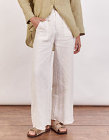 Jude Wide Leg Linen Pants - White