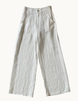 Jude Wide Leg Linen Pants - White
