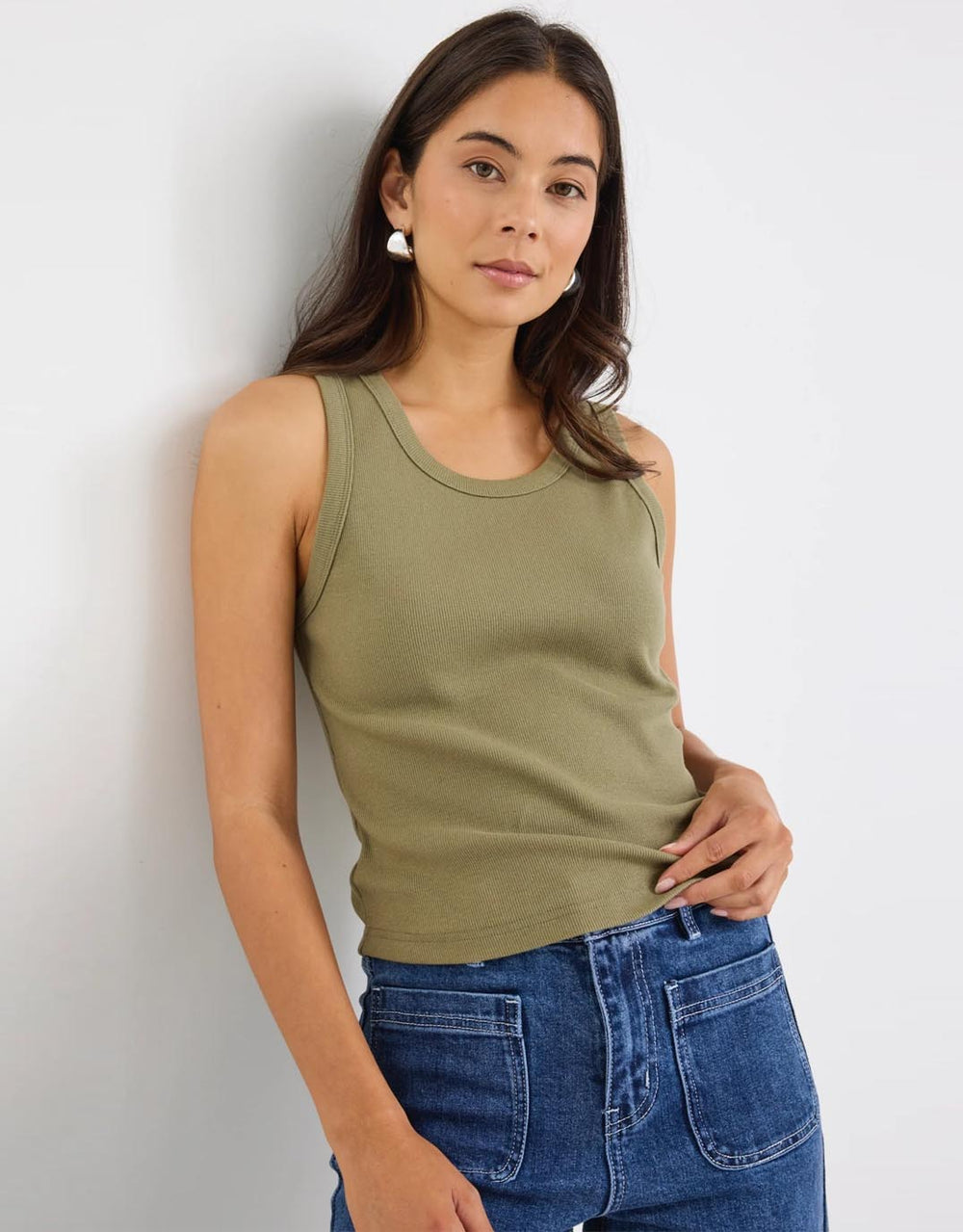 reunion-label-cobble-rib-cutaway-tank-khaki-womens-clothing
