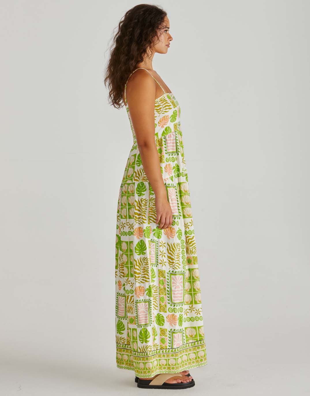 sass-emmett-maxi-dress-green-shell-patchwork-womens-clothing
