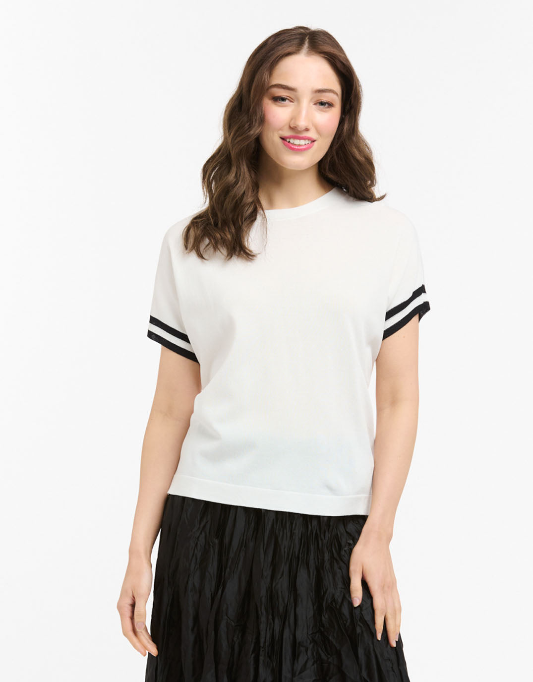 urban-luxury-knit-top-stripe-cuff-white-womens-clothing