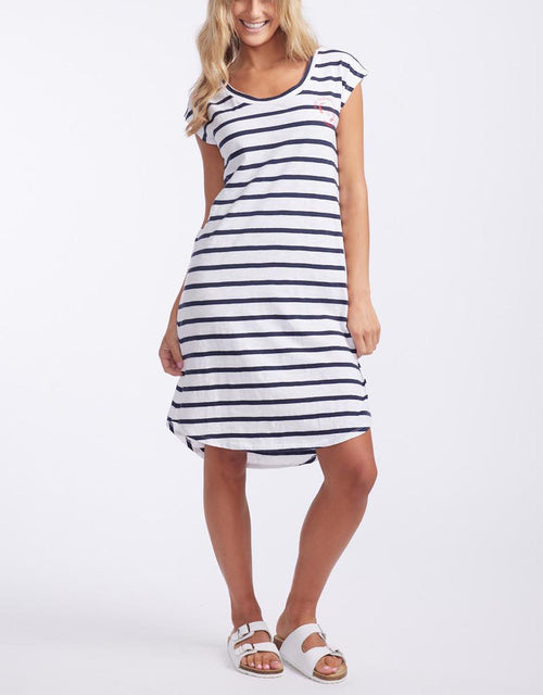 paulaglazebrook. - Beach Club Dress - White/Navy Stripe - paulaglazebrook Dresses