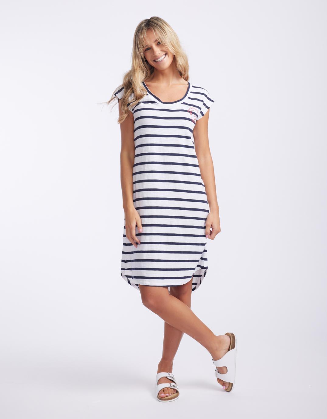 White & Co. - Beach Club Dress - White/Navy Stripe - White & Co Living Dresses