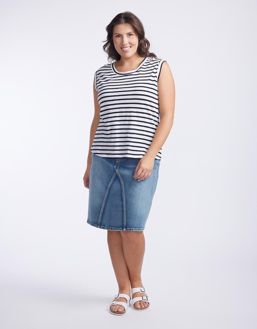 White & Co. - Cali Tank Top - Black/White Stripe - White & Co Living Tees & Tanks