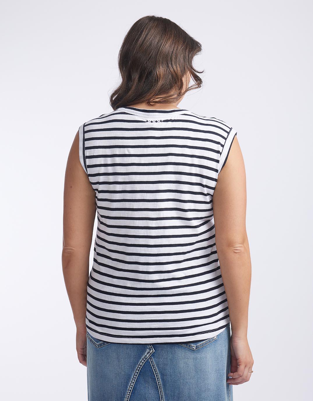 White & Co. - Cali Tank Top - Black/White Stripe - White & Co Living Tees & Tanks