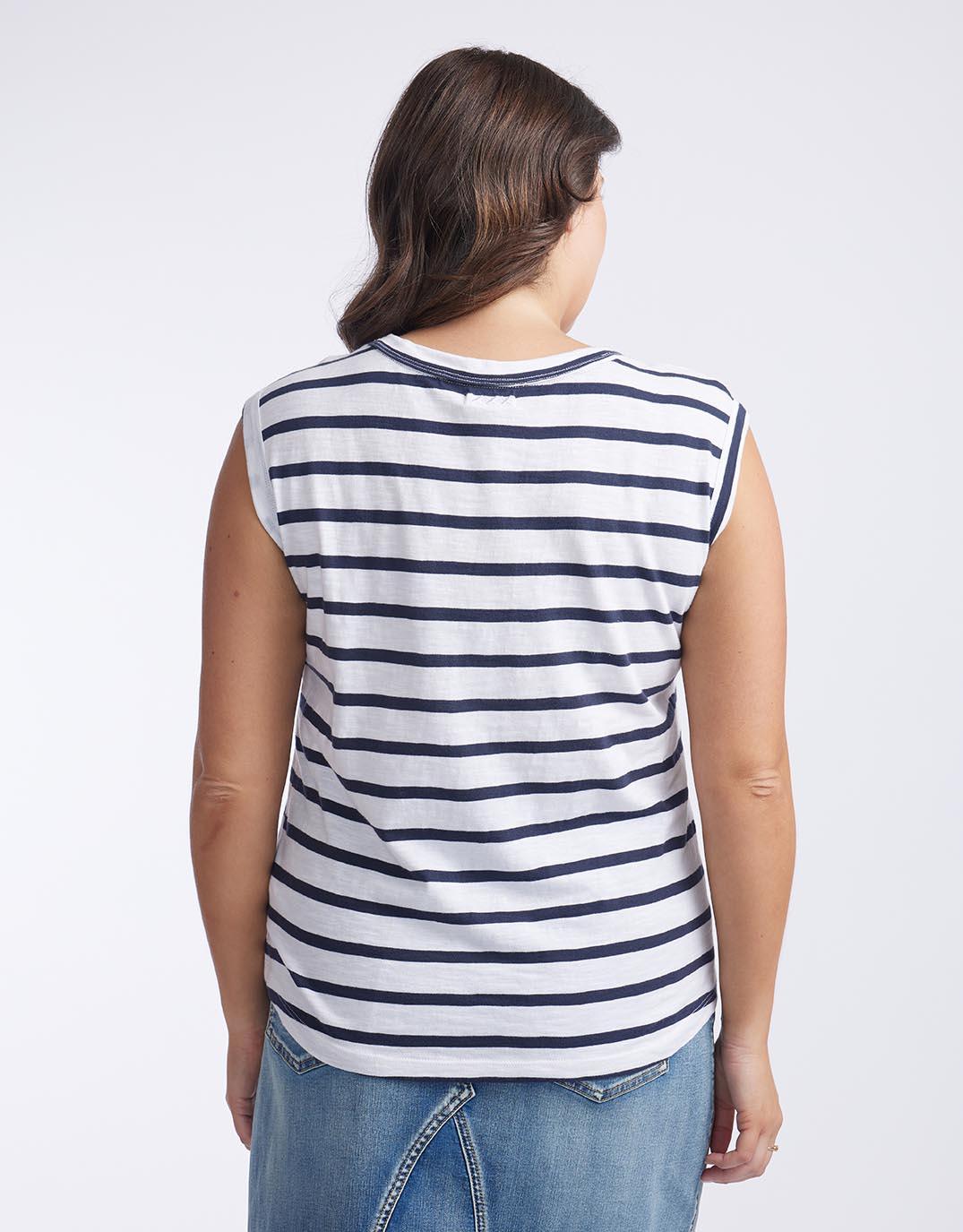 White & Co. - Cali Tank Top - Navy/White Stripe - White & Co Living Tees & Tanks