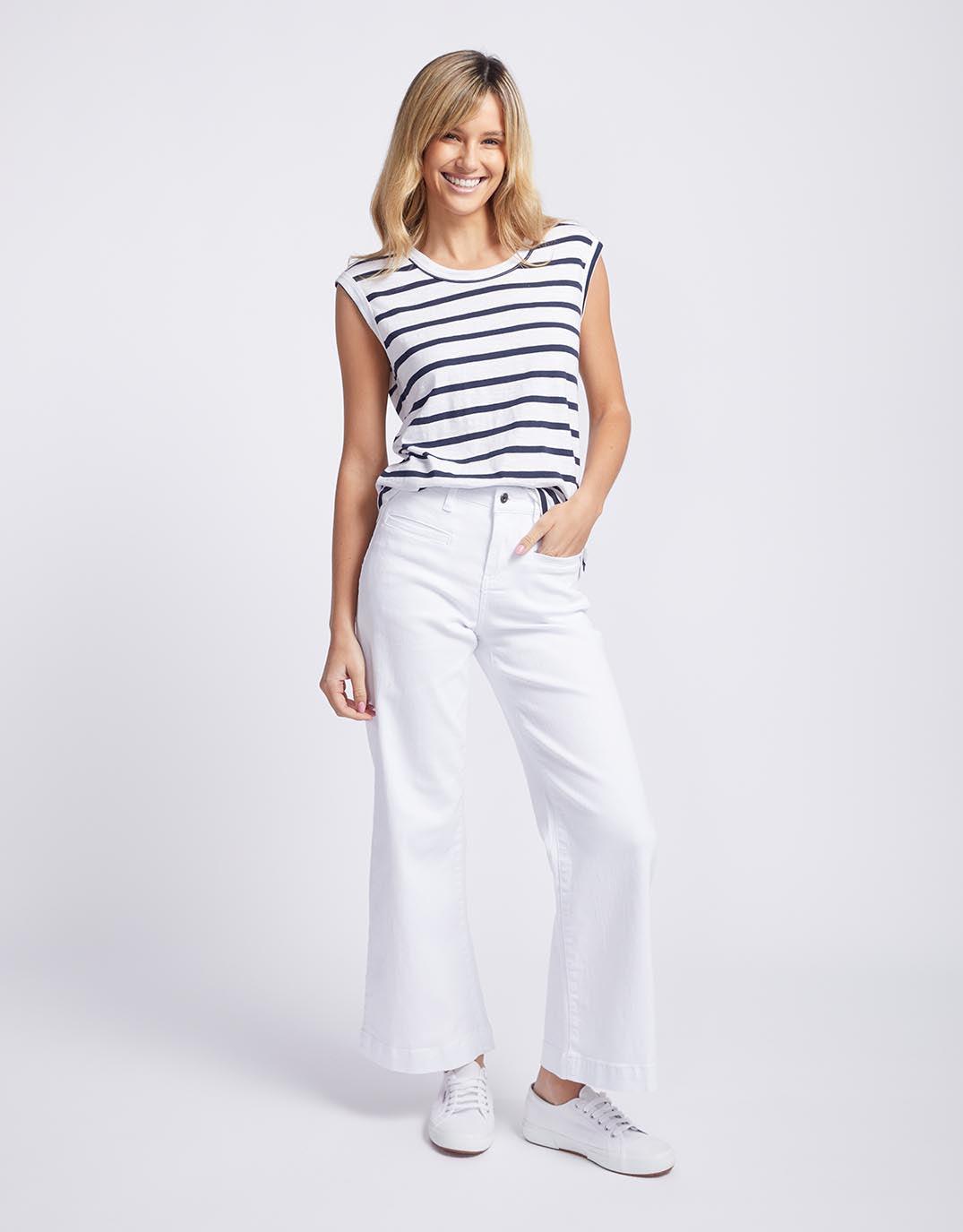 White & Co. - Cali Tank Top - Navy/White Stripe - White & Co Living Tees & Tanks