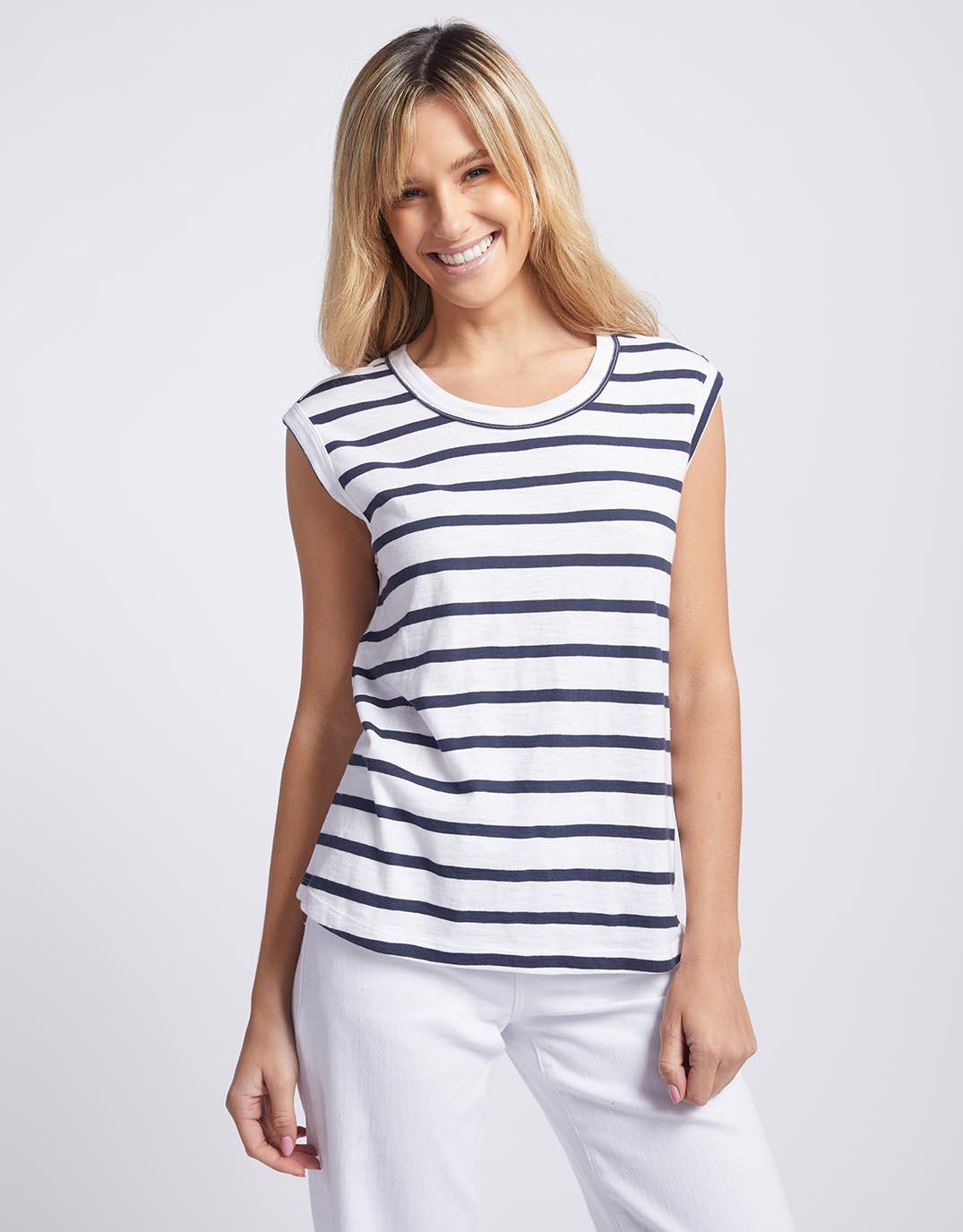 White & Co. - Cali Tank Top - Navy/White Stripe - White & Co Living Tees & Tanks