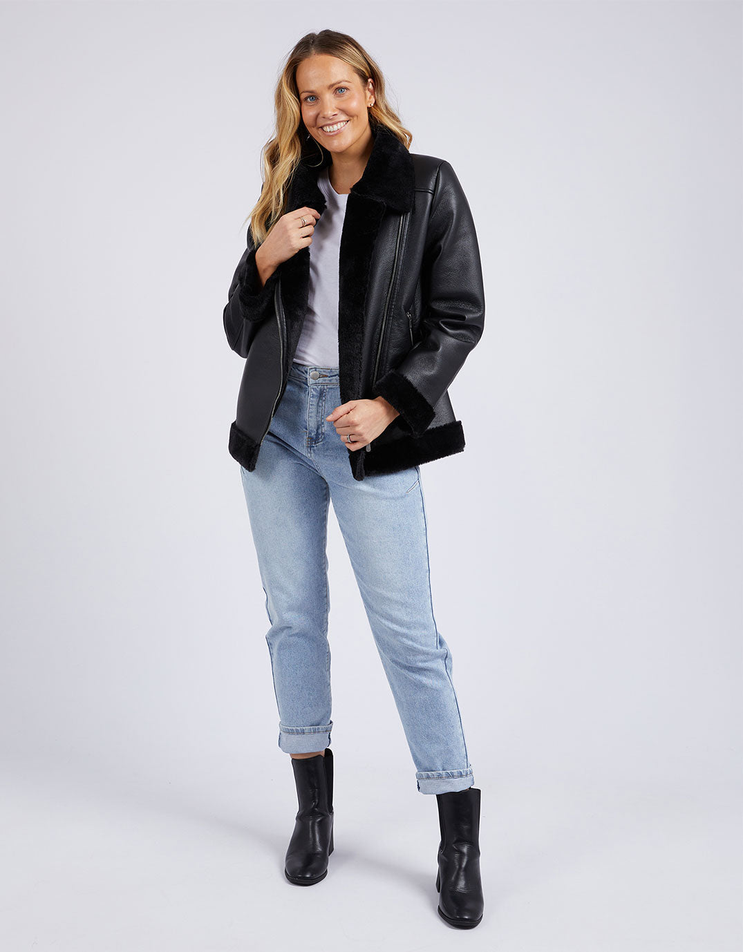 Moto Shearling Jacket - Black