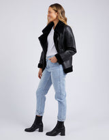 Moto Shearling Jacket - Black