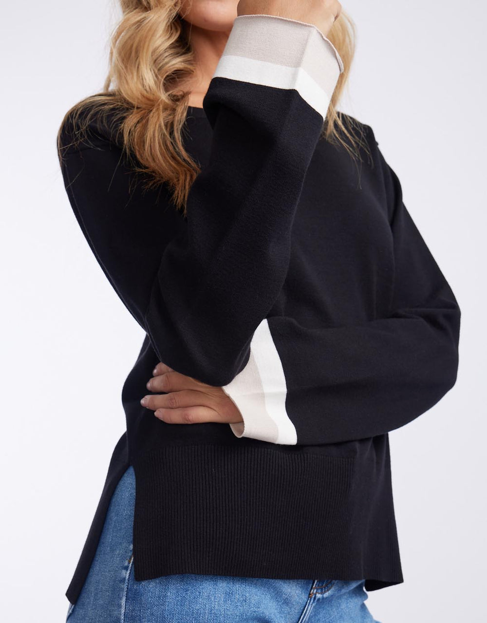 paulaglazebrook. - Giselle Lightweight Knit Top - Black/Oat/White - paulaglazebrook Knitwear