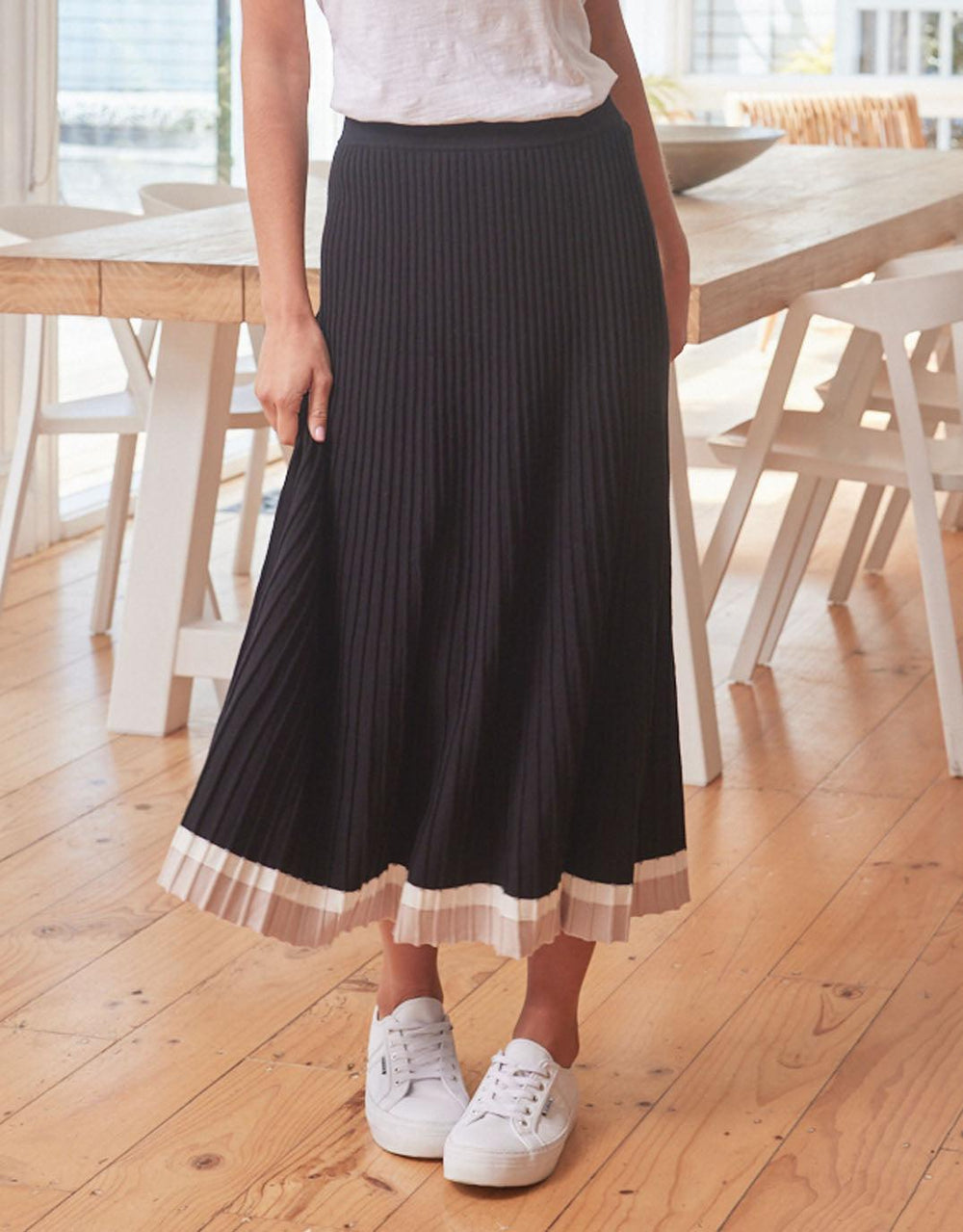 paulaglazebrook. - Giselle Rib Skirt - Black/Oat/White - paulaglazebrook Skirts